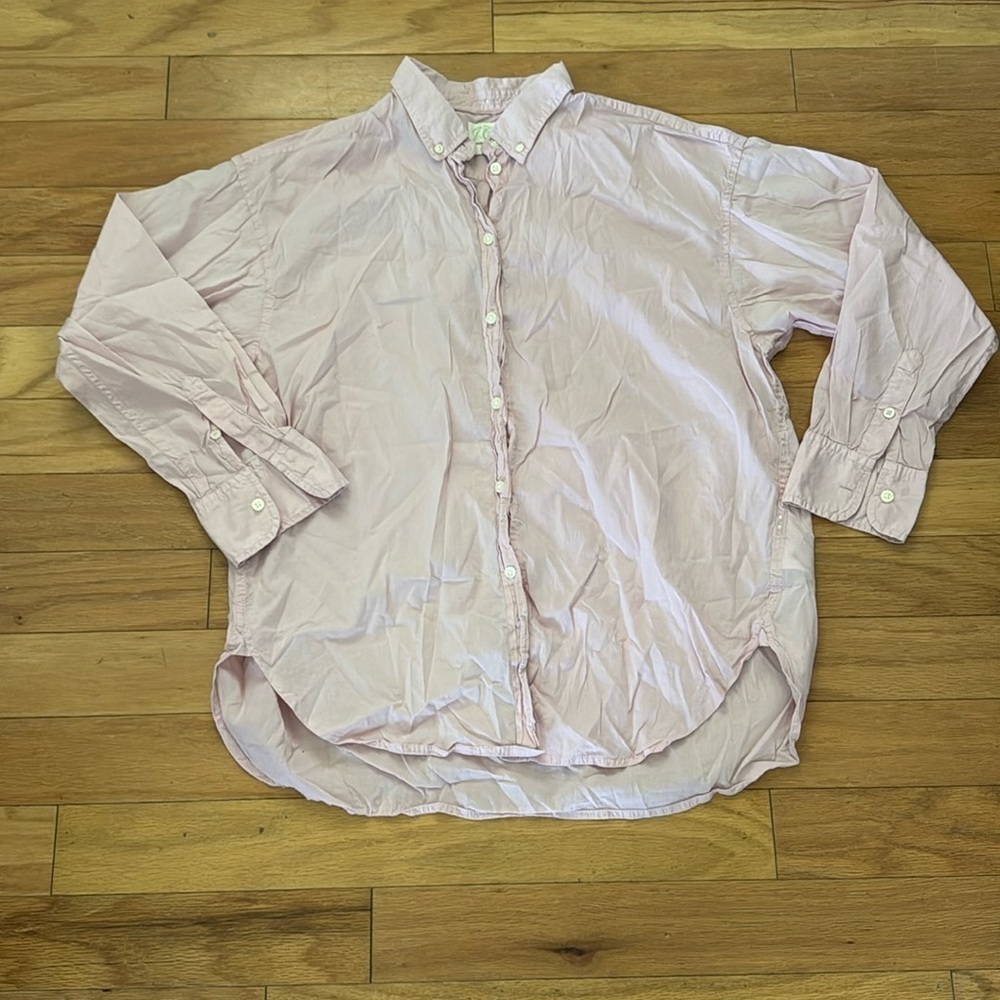 JCrew | relaxed-fit | washed cotton | button down | soft pink shirt | size 2